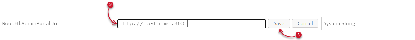 Setting Root.Etl.AdminPortalUri