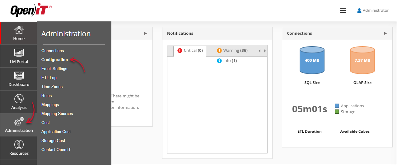 Navigating to the Configuration Page