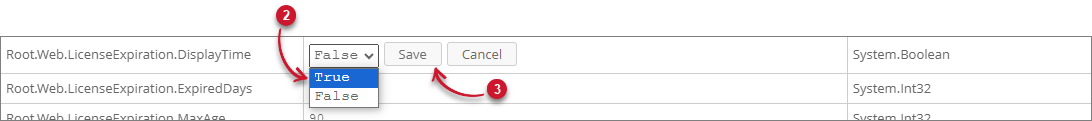 Activating Root.Web.LicenseExpiration.DisplayTime