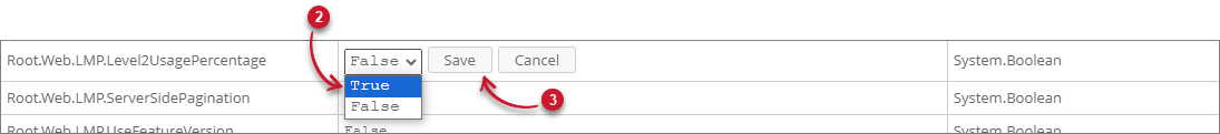 Activating Root.Web.LMP.Level2UsagePercentage