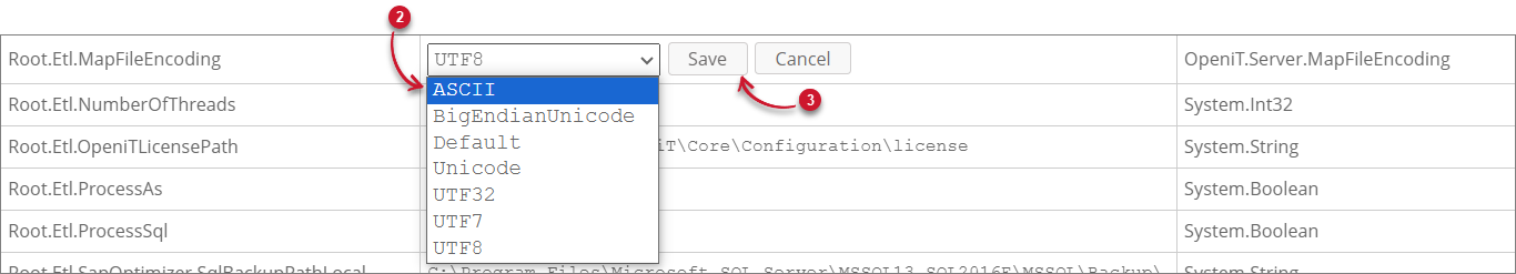 Setting Root.Etl.MapFileEncoding