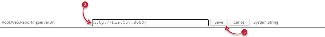 Setting Root.Web.ReportingServerUri