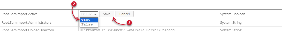 Activating Root.SamImport.Active