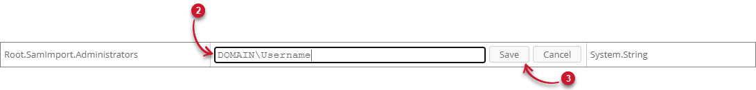 Setting Root.SamImport.Administrators