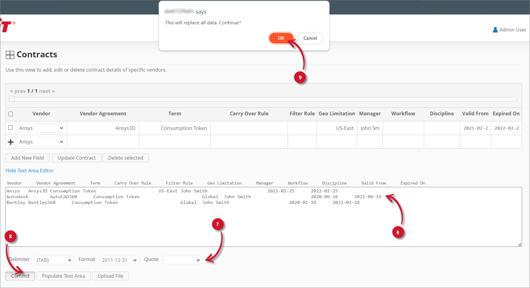 Analysis Server Contracts: Using the Text Area Editor