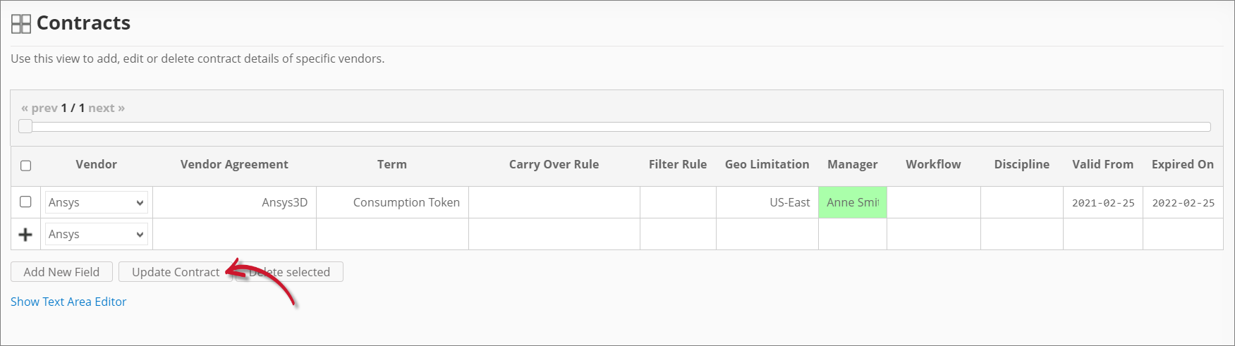 Analysis Server Contracts: Updating a Record