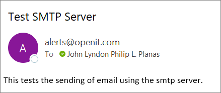  Analysis Server Administration: Test Mail Sent