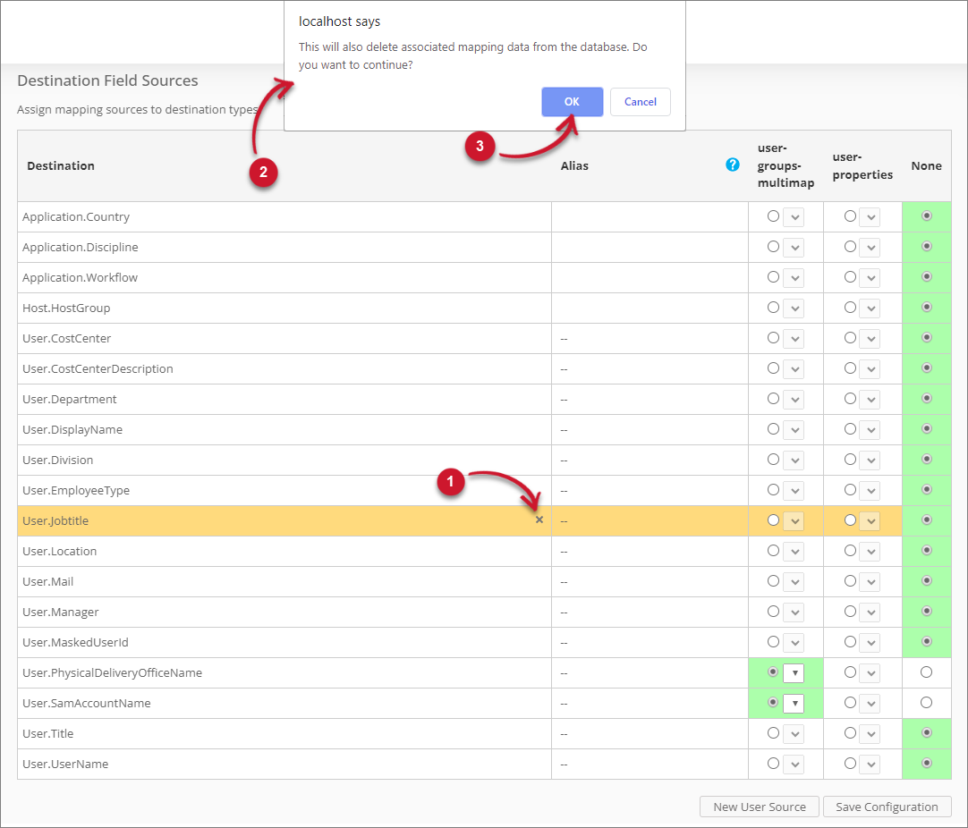  Analysis Server Mapping Sources: Deleting User Source