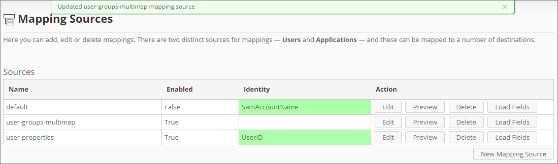 Analysis Server Mapping Sources: Edited Mapping Sources