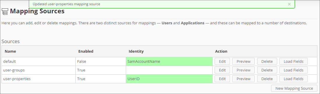 Analysis Server Mapping Sources: Saved Identity Mapping Source - CSV