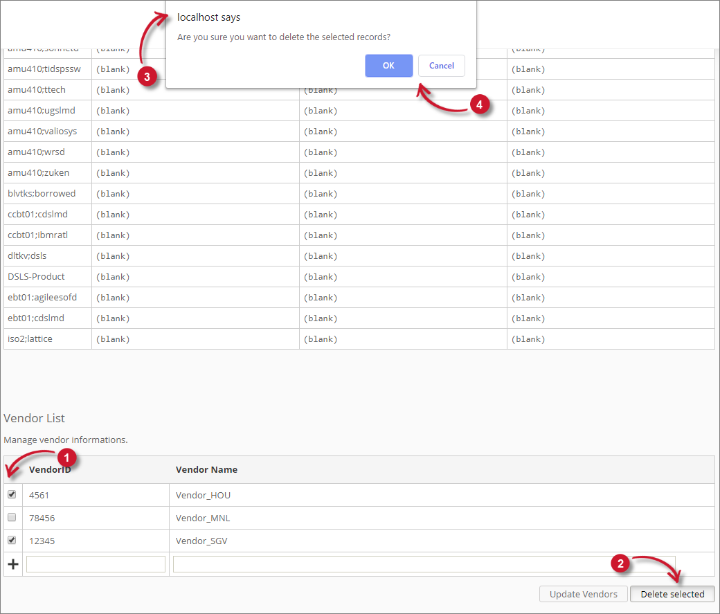  Analysis Server License Metadata: Deleting Vendors