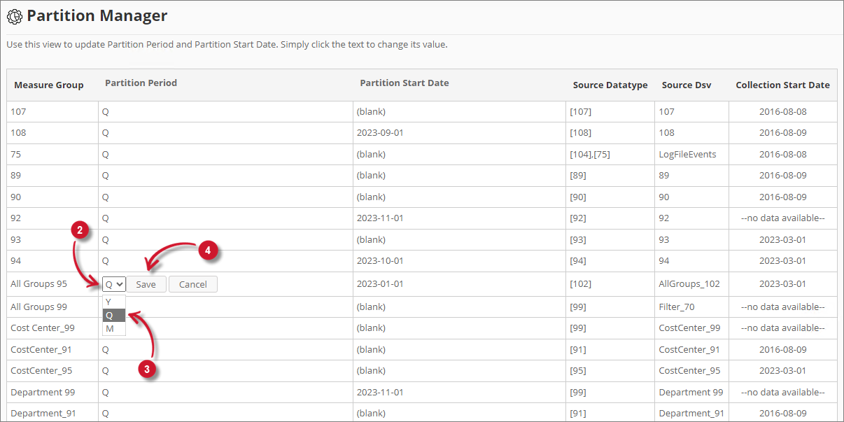  Analysis Server Administration: Edit Partition Manager