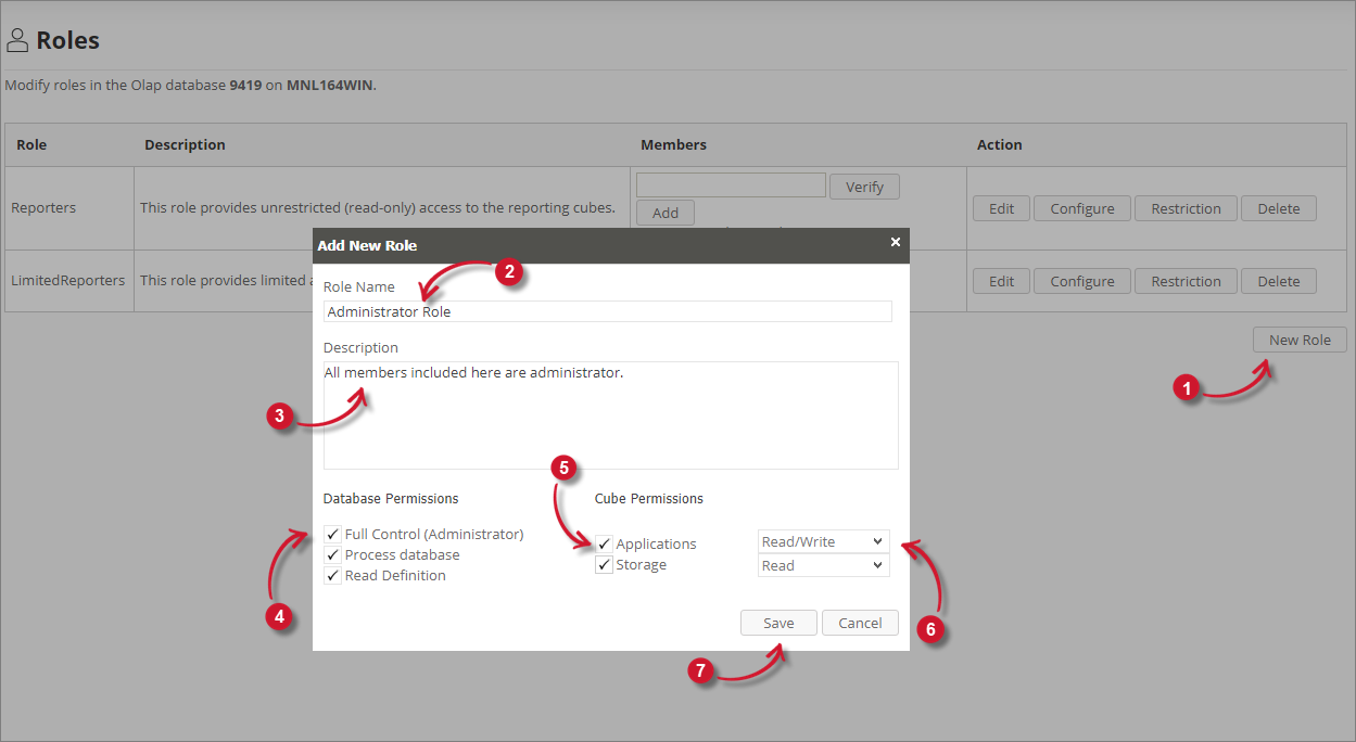  Analysis Server Administration: Adding a New Role