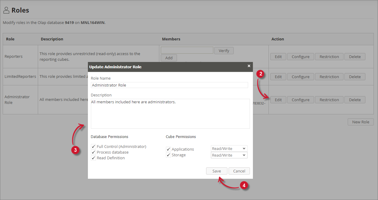  Analysis Server Administration: Updating Role