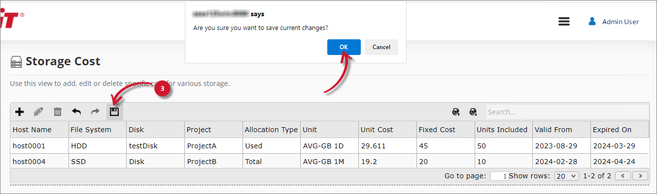 Analysis Server Storage Cost: Save Changes