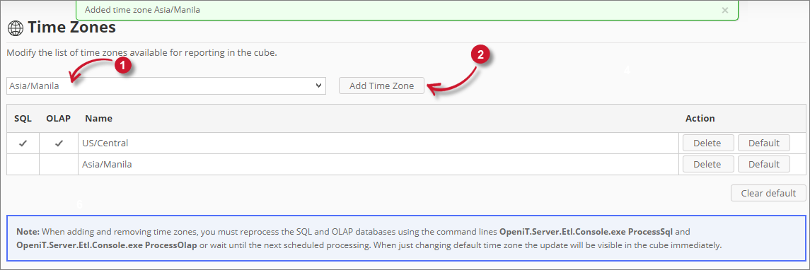  Analysis Server Administration: Adding Time Zones