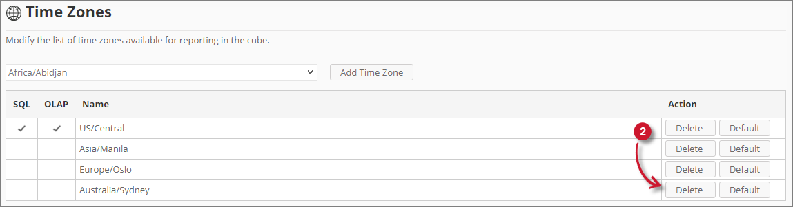  Analysis Server Administration: Removing Time Zones