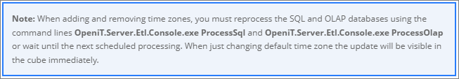  Analysis Server Administration: Time Zones Note