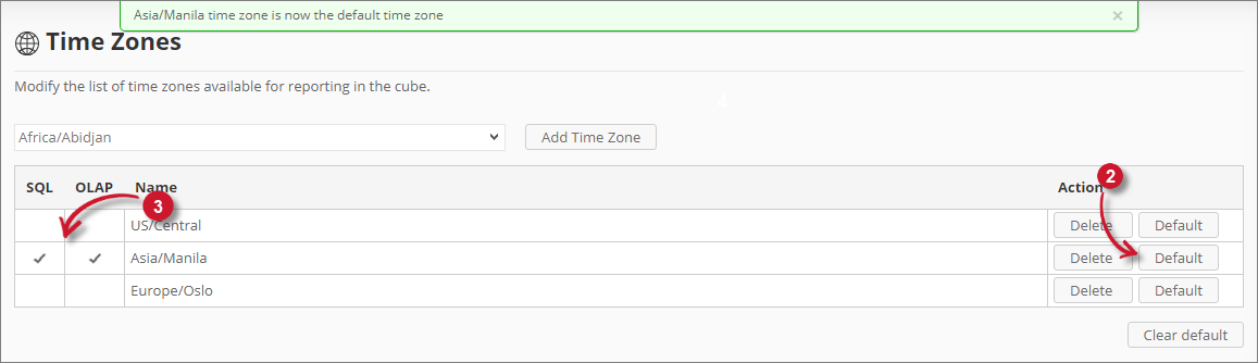  Analysis Server Administration: Setting Default Time Zones