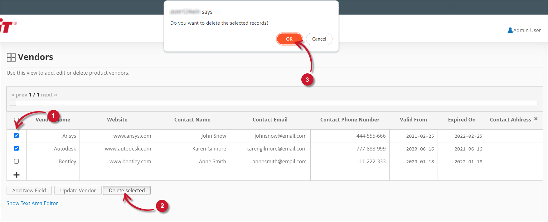 Analysis Server Vendors: Deleting Records