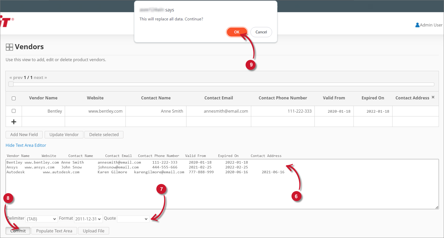 Analysis Server Vendors: Using the Text Area Editor