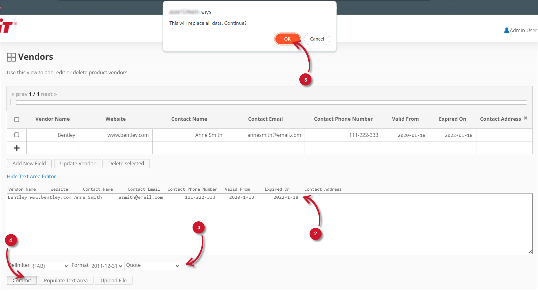 Analysis Server Vendors: Using the Text Area Editor