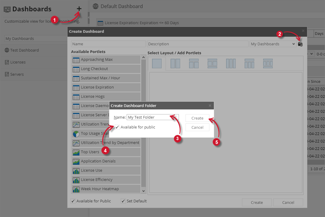 Analysis Server License Usage Dashboard: Create Folder