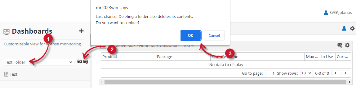 Analysis Server License Usage Dashboard: Delete Folder