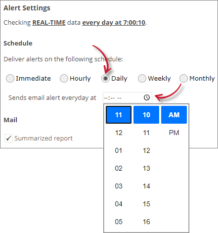 Analysis Server License Usage Portlet: License Expiration Alert Settings Daily