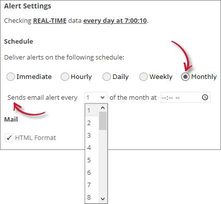 Analysis Server License Usage Portlet: License Expiration Alert Settings Monthly