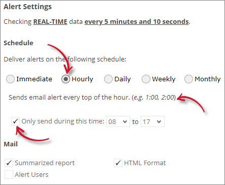 Analysis Server License Usage Portlet: License Hogs Alert Settings Hourly