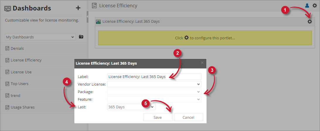  Analysis Server License Usage Portlet: License Efficiency Configuration