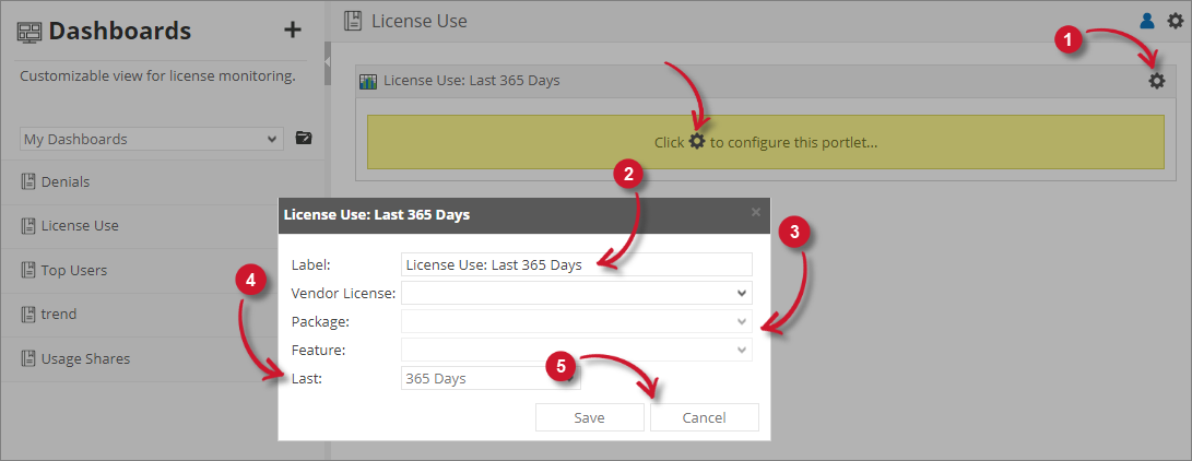  Analysis Server License Usage Portlet: License Use Configuration