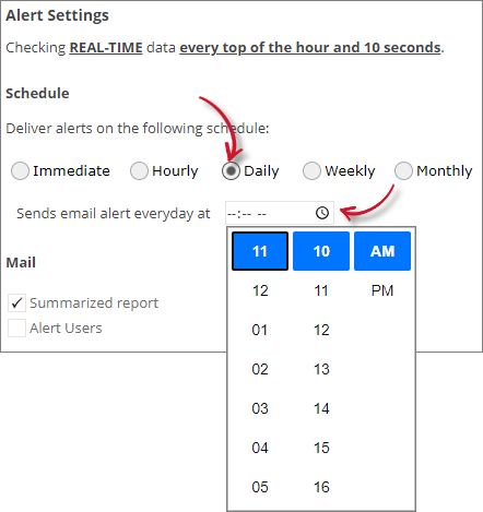 Analysis Server License Usage Portlet: Long Checkout Alert Settings Daily