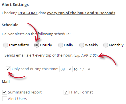 Analysis Server License Usage Portlet: Long Checkout Alert Settings Hourly