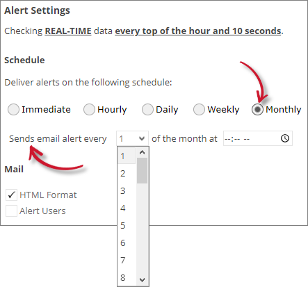 Analysis Server License Usage Portlet: Long Checkout Alert Settings Monthly