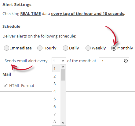 Analysis Server License Usage Portlet: Sustained Max / Hour Alert Settings Monthly