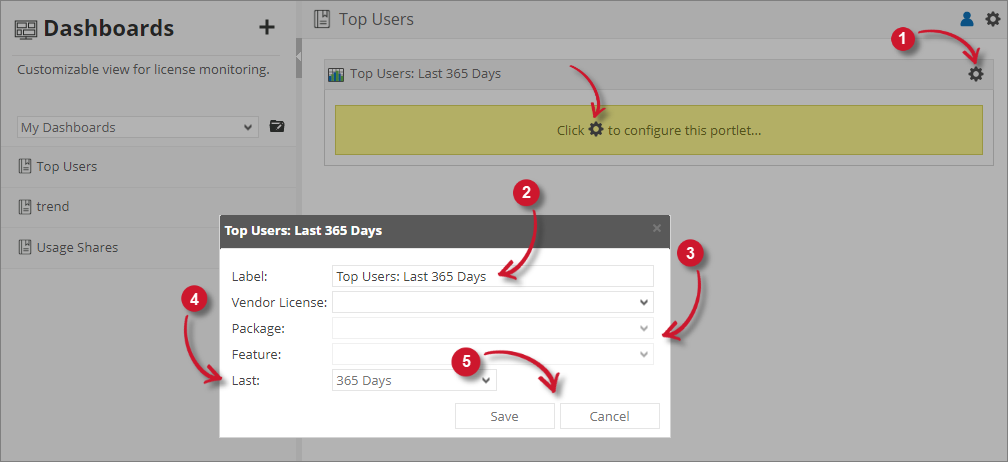  Analysis Server License Usage Portlet: Top Users Configuration