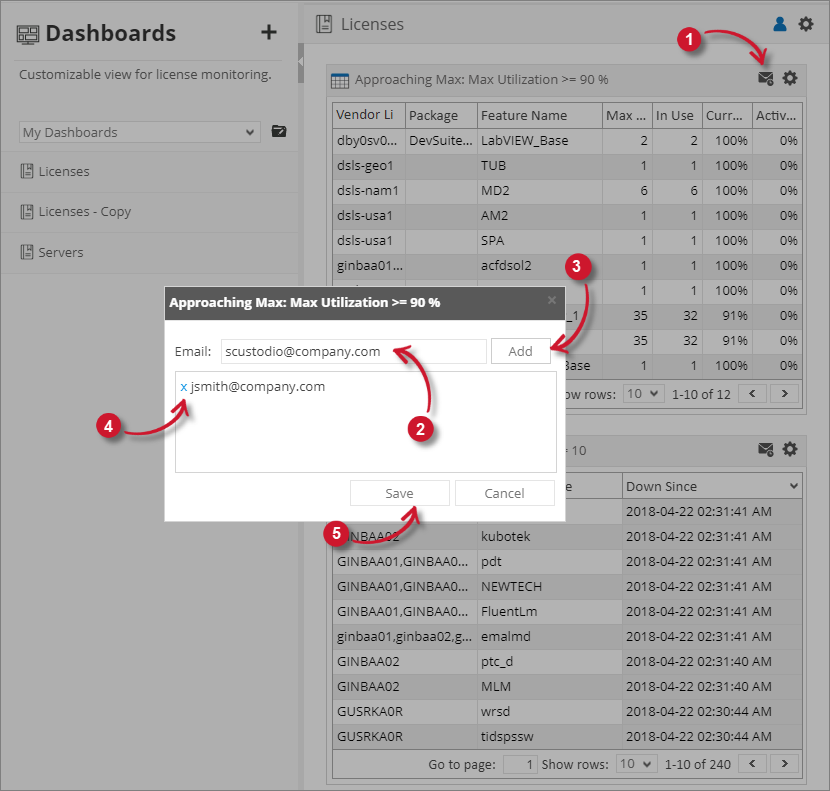  Analysis Server Dashboard: Email Alert Subscription