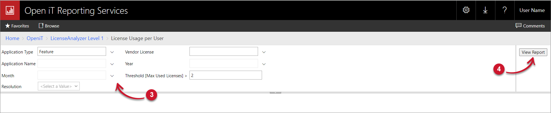 License Usage per User Parameters