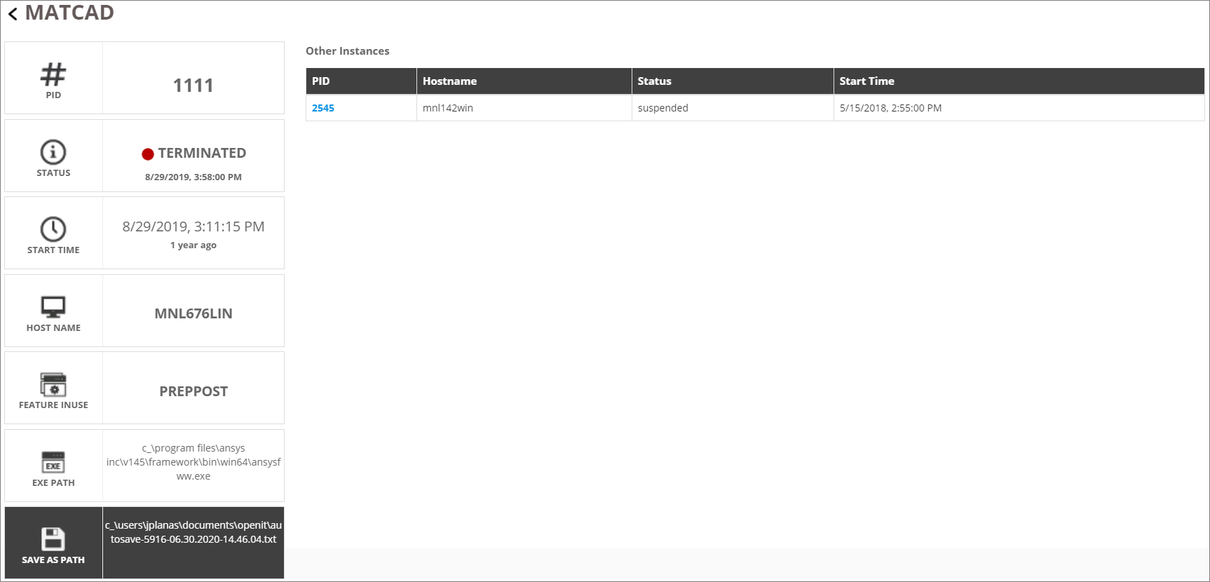 User-Centric Application Monitor: Application Information Dashboard (Terminated)