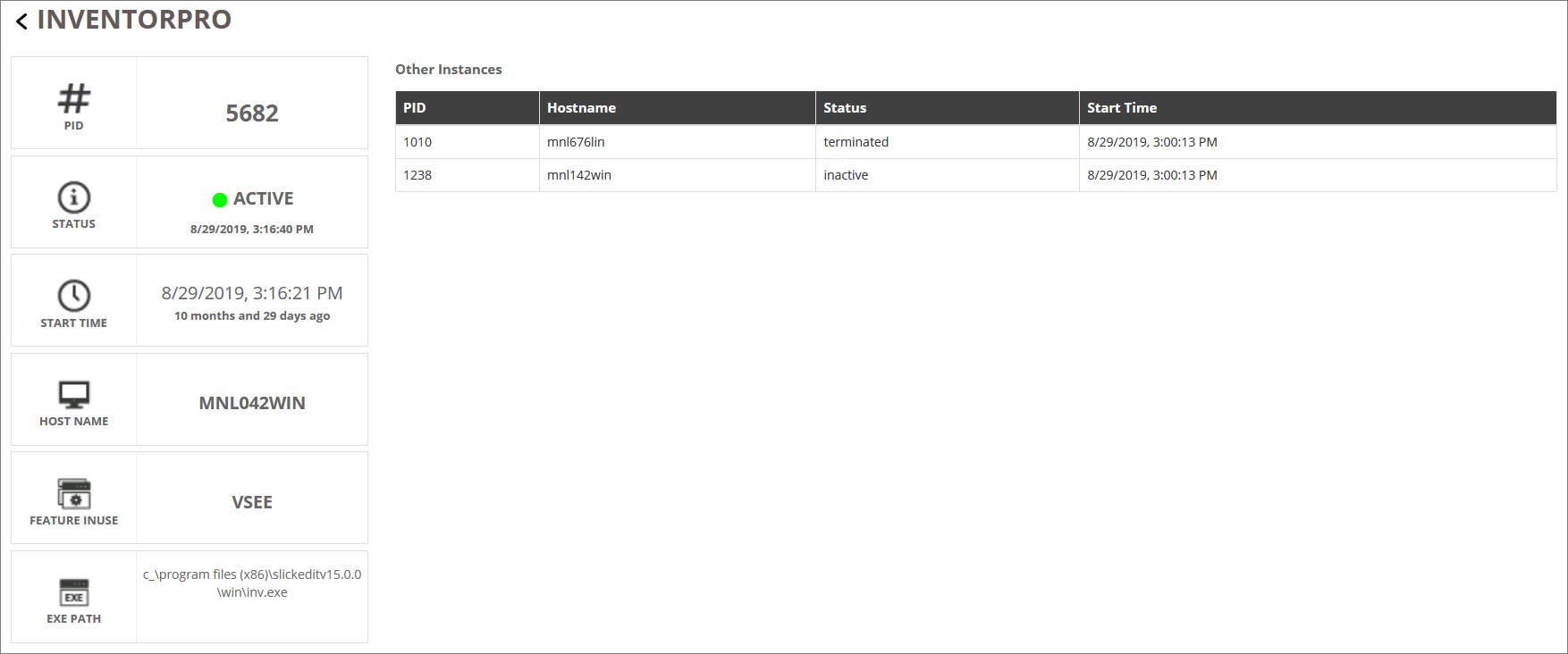 User-Centric Application Monitor: Application Information Dashboard (Non-Terminated)