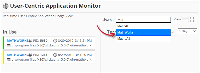 User-Centric Application Monitor: Search