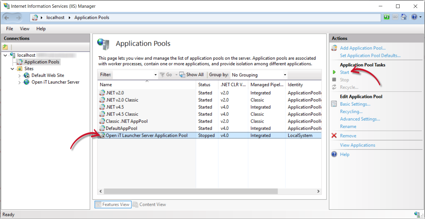 IIS: Start Application Pool