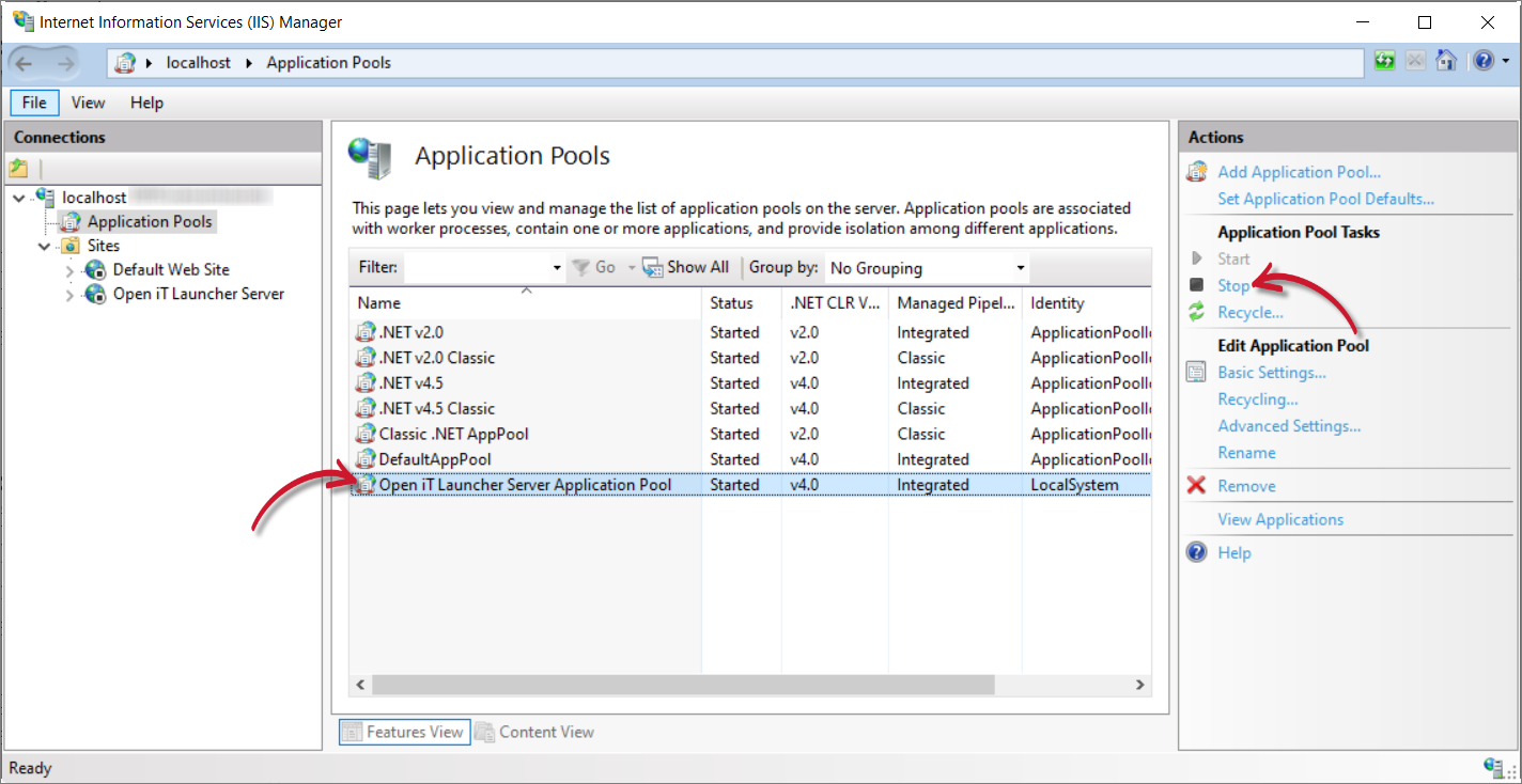 IIS: Stop Application Pool