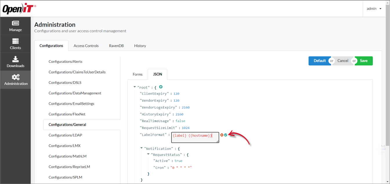 JSON Sub-tab: Saving a Value