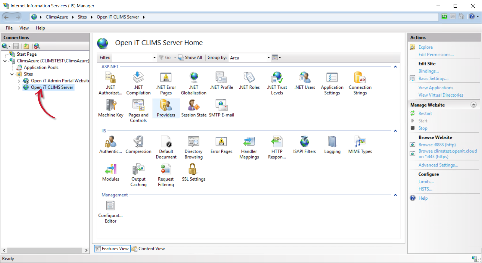 IIS: Open iT CLIMS Server