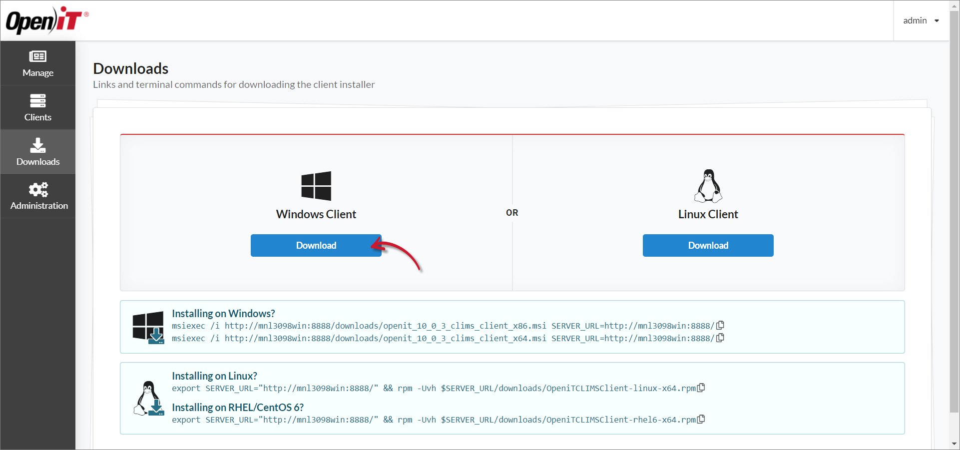 Downloads Page: x64 Windows Client Installer