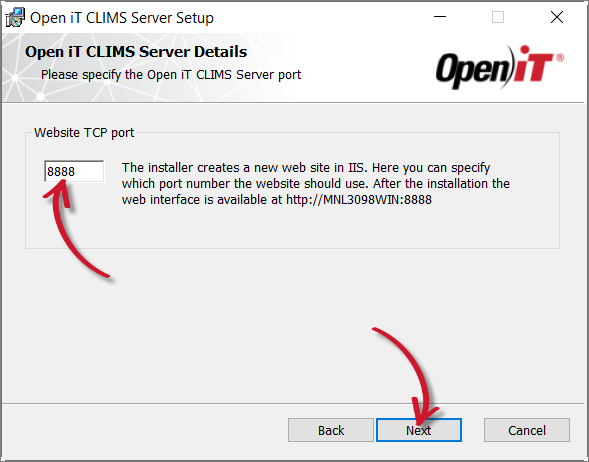 Specifying the CLIMS Server Port