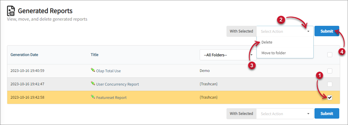 Generated Reports Tab